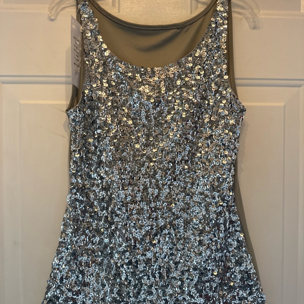 Shimmering Silver Sequin Camisole